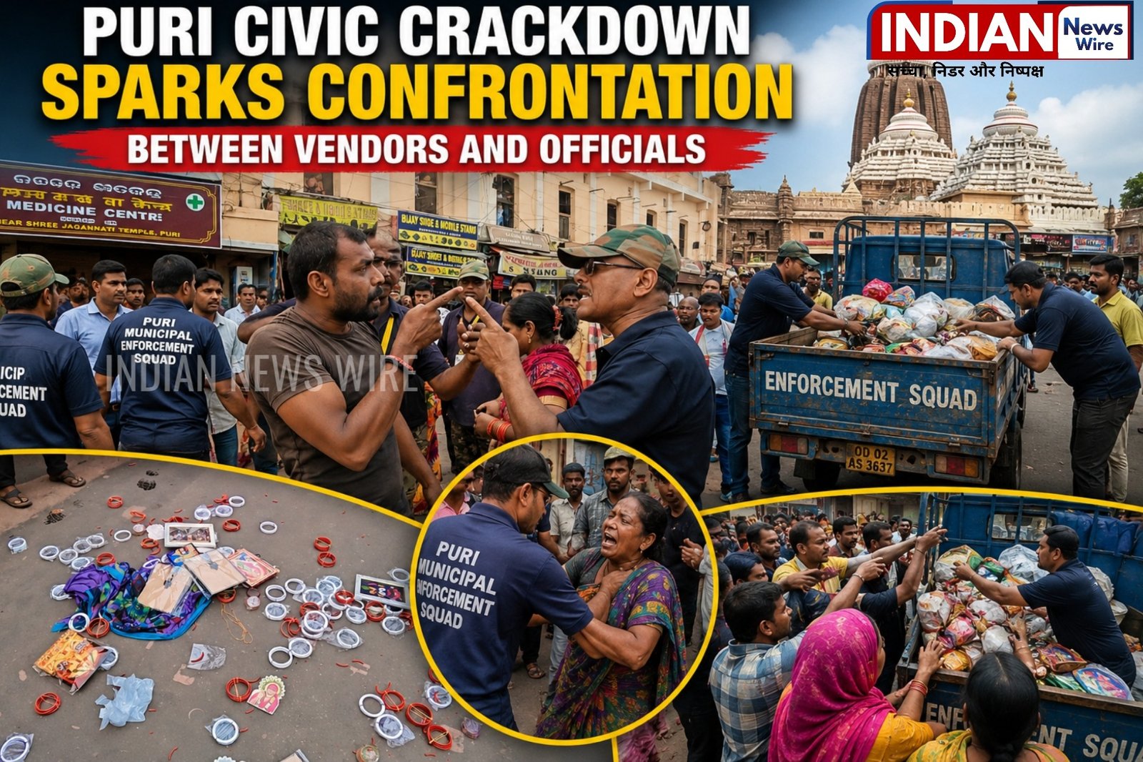 High Drama at Puri Badadanda: Vendors, Enforcement Team Face Off During Eviction Drive